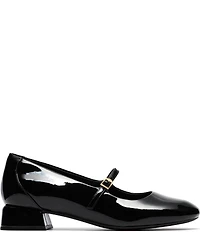 Clarks Signature Daiss 30 Bar Patent Leather Mary Jane Block Heel Pumps