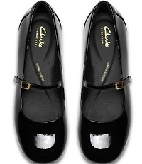 Clarks Signature Daiss 30 Bar Patent Leather Mary Jane Block Heel Pumps