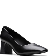 Clarks Signature Fernie Court Leather Block Heel Pumps