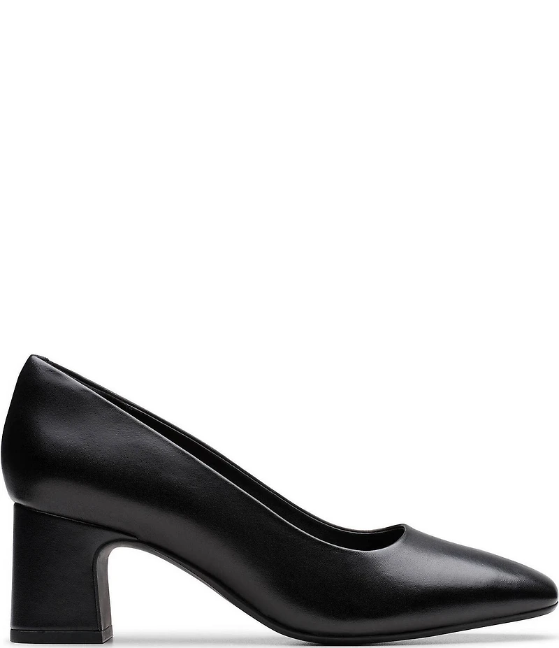 Clarks Signature Fernie Court Leather Block Heel Pumps