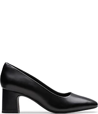 Clarks Signature Fernie Court Leather Block Heel Pumps