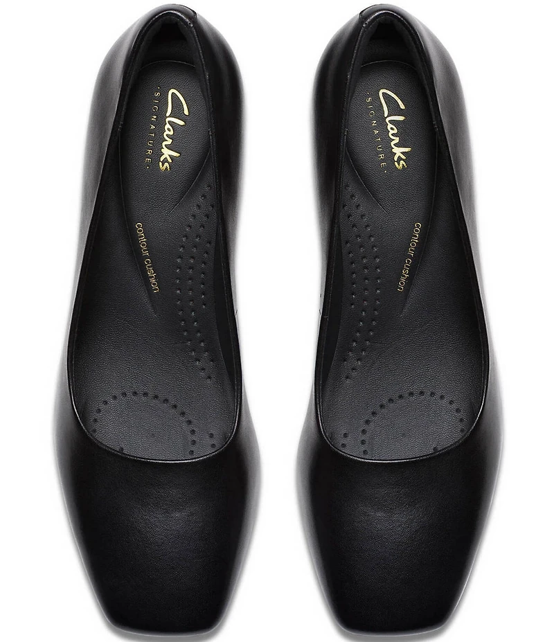 Clarks Signature Fernie Court Leather Block Heel Pumps