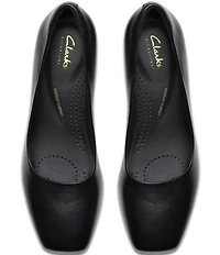 Clarks Signature Fernie Court Leather Block Heel Pumps