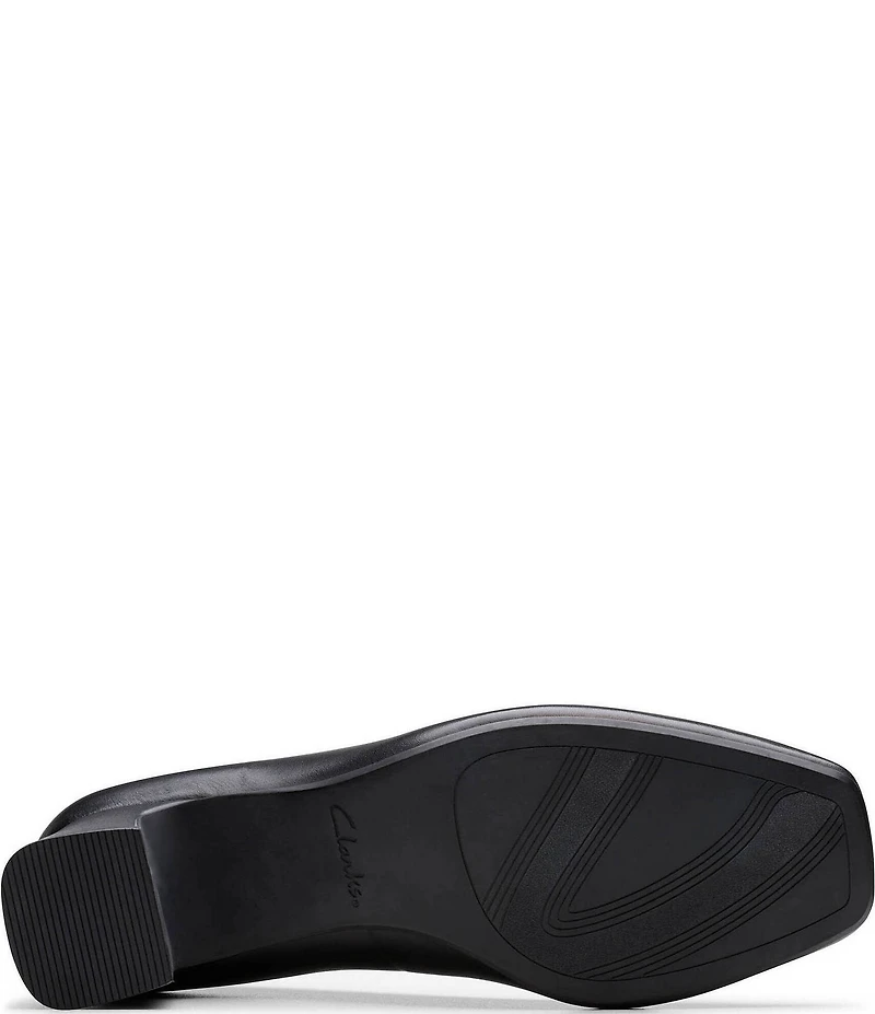 Clarks Signature Fernie Court Leather Block Heel Pumps