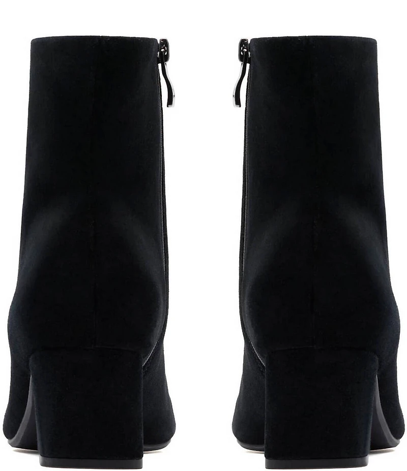 Clarks Signature Fernie Zip Suede Block Heel Square Toe Booties