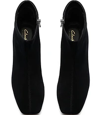 Clarks Signature Fernie Zip Suede Block Heel Square Toe Booties
