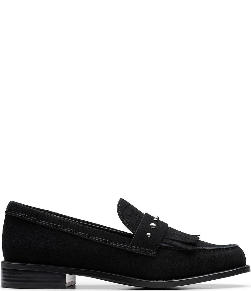 Clarks Signature Hana Suede Studded Kiltie Loafers