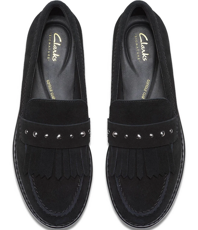 Clarks Signature Hana Suede Studded Kiltie Loafers
