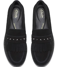 Clarks Signature Hana Suede Studded Kiltie Loafers
