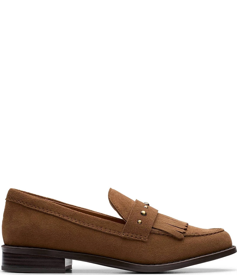 Clarks Signature Hana Suede Studded Kiltie Loafers