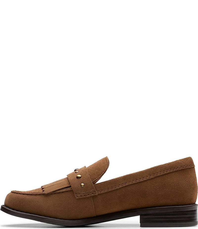 Clarks Signature Hana Suede Studded Kiltie Loafers