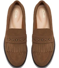 Clarks Signature Hana Suede Studded Kiltie Loafers