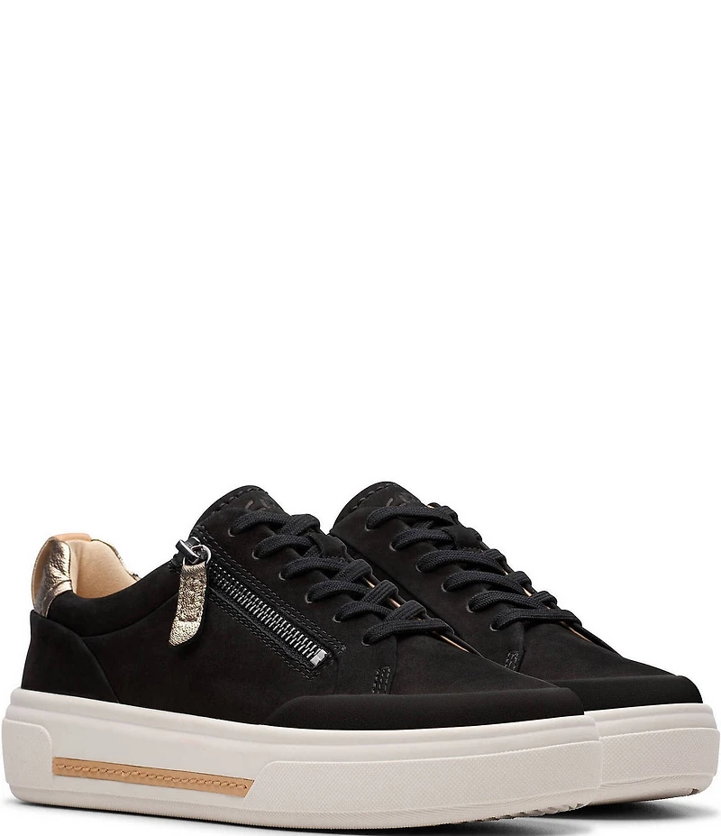 Clarks Artisan Hollyhock Zip Nubuck Suede Platform Sneakers