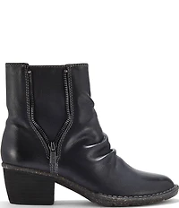 Clarks Artisan Kastela Zip Leather Ruched Booties