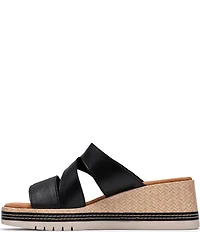 Clarks Signature Kidiki Cove Leather Platform Wedge Slide Sandals