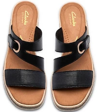 Clarks Signature Kidiki Cove Leather Platform Wedge Slide Sandals