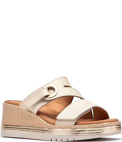 Clarks Signature Kidiki Cove Leather Platform Wedge Slide Sandals