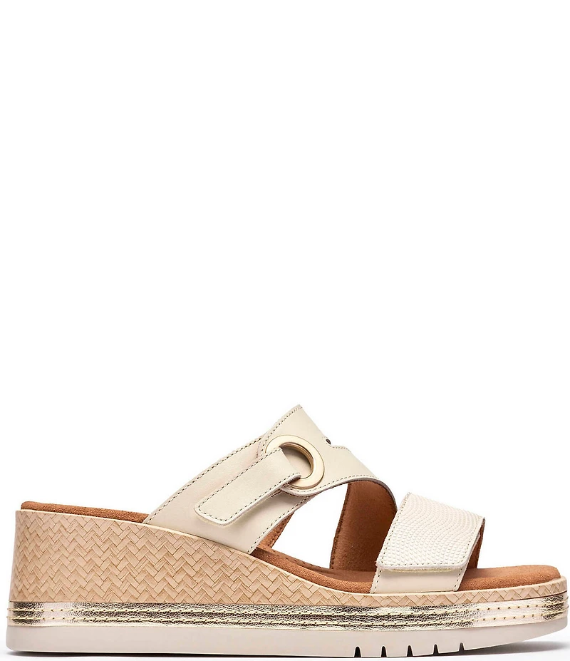 Clarks Signature Kidiki Cove Leather Platform Wedge Slide Sandals