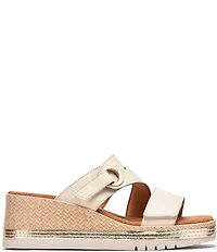 Clarks Signature Kidiki Cove Leather Platform Wedge Slide Sandals