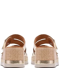 Clarks Signature Kidiki Cove Leather Platform Wedge Slide Sandals