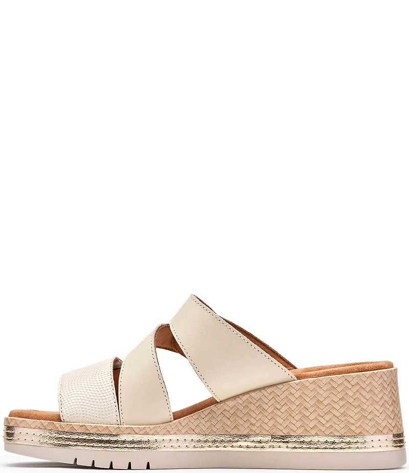 Clarks Signature Kidiki Cove Leather Platform Wedge Slide Sandals