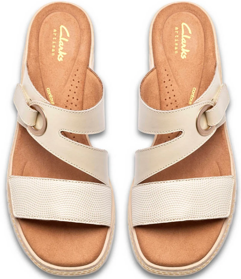 Clarks Signature Kidiki Cove Leather Platform Wedge Slide Sandals