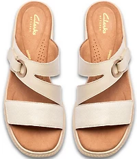 Clarks Signature Kidiki Cove Leather Platform Wedge Slide Sandals