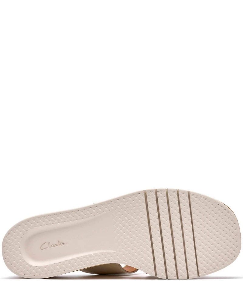 Clarks Signature Kidiki Cove Leather Platform Wedge Slide Sandals