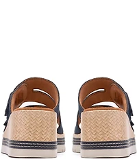 Clarks Artisan Kidiki Cove Nubuck Suede Platform Wedge Slide Sandals