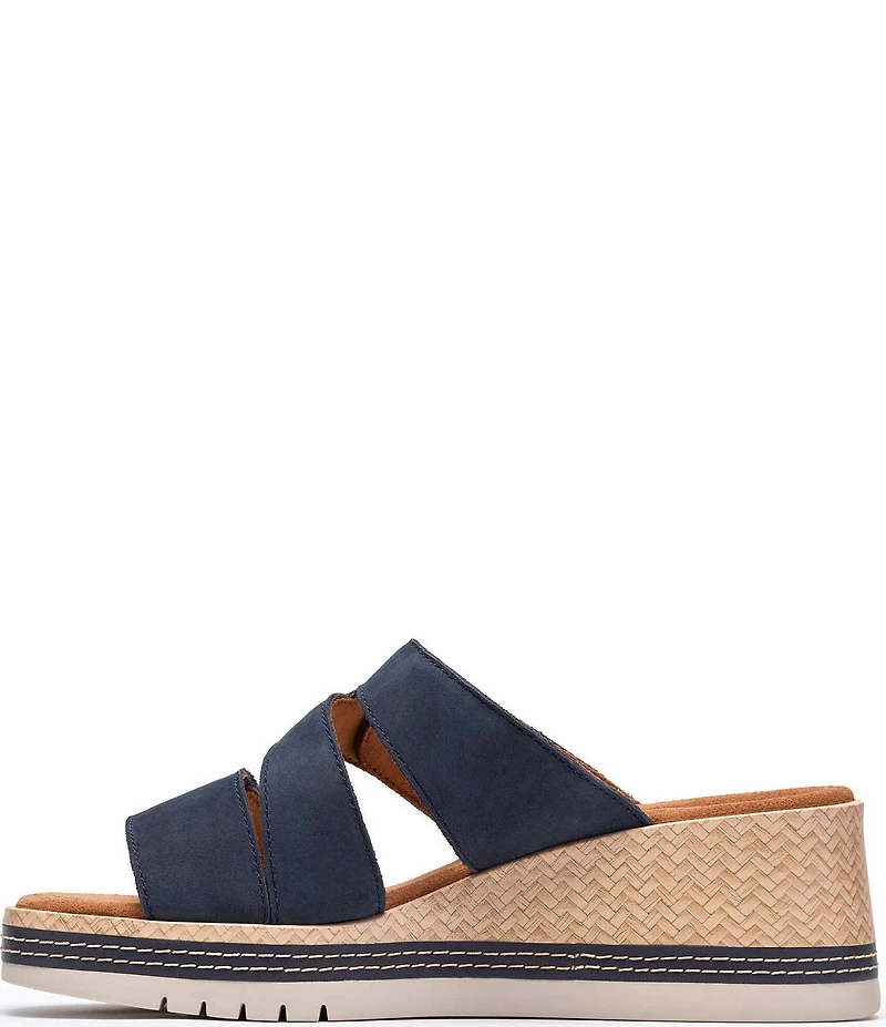 Clarks Artisan Kidiki Cove Nubuck Suede Platform Wedge Slide Sandals
