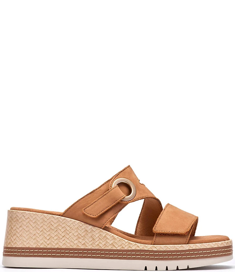 Clarks Artisan Kidiki Cove Nubuck Suede Platform Wedge Slide Sandals