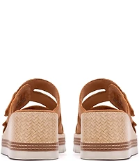 Clarks Artisan Kidiki Cove Nubuck Suede Platform Wedge Slide Sandals