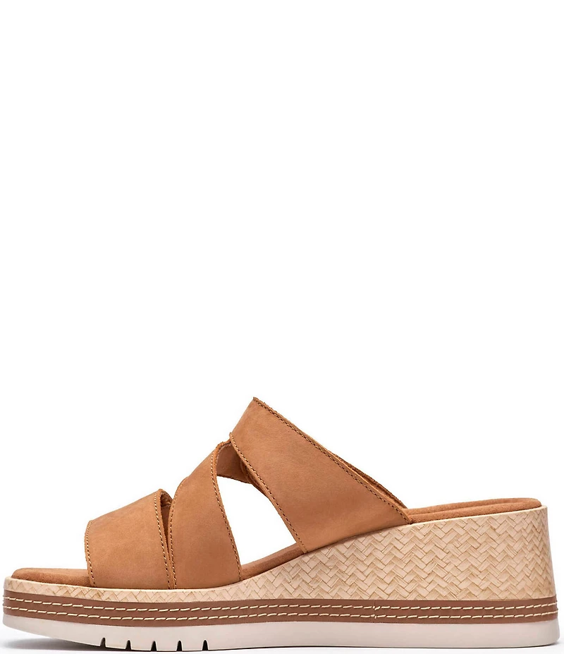 Clarks Artisan Kidiki Cove Nubuck Suede Platform Wedge Slide Sandals