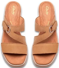 Clarks Artisan Kidiki Cove Nubuck Suede Platform Wedge Slide Sandals