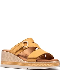 Clarks Artisan Kidiki Cove Nubuck Suede Platform Wedge Slide Sandals