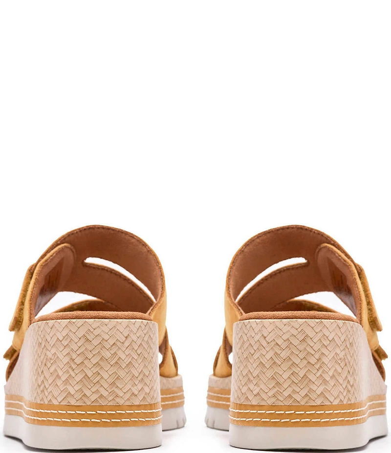 Clarks Artisan Kidiki Cove Nubuck Suede Platform Wedge Slide Sandals