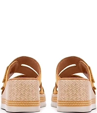 Clarks Artisan Kidiki Cove Nubuck Suede Platform Wedge Slide Sandals