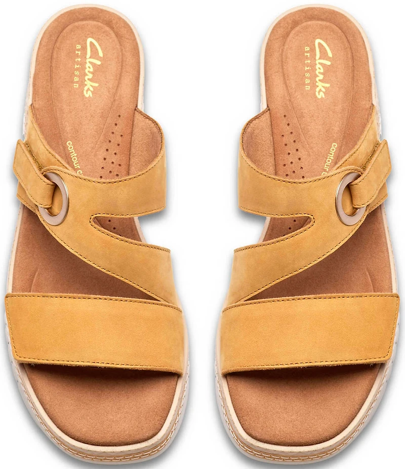 Clarks Artisan Kidiki Cove Nubuck Suede Platform Wedge Slide Sandals