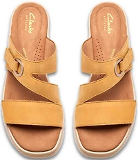 Clarks Artisan Kidiki Cove Nubuck Suede Platform Wedge Slide Sandals