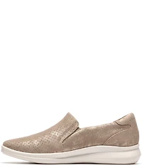Clarks Artisan Lynell Sky Nubuck Suede Side Zip Perforated Slip On Sneakers