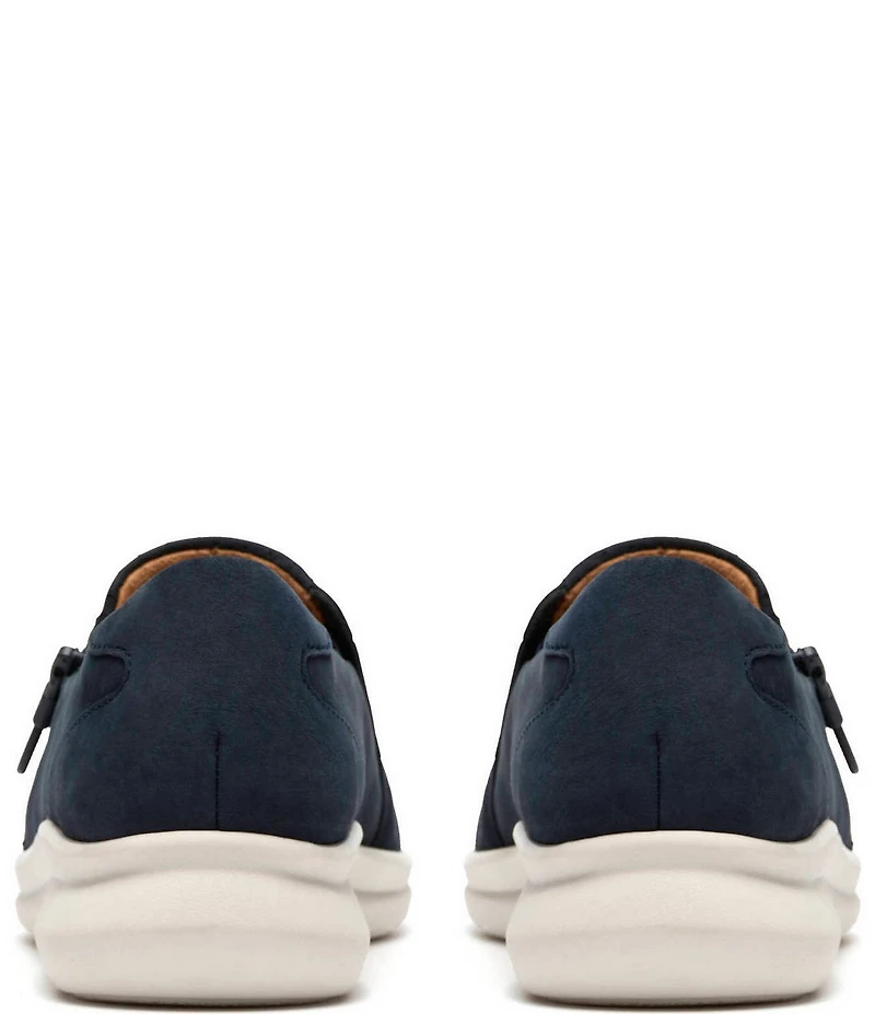 Clarks Artisan Lynell Sky Nubuck Suede Side Zip Perforated Slip On Sneakers