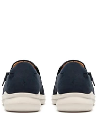 Clarks Artisan Lynell Sky Nubuck Suede Side Zip Perforated Slip On Sneakers