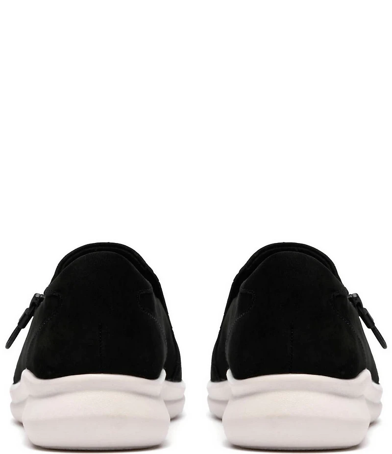 Clarks Artisan Lynell Sky Nubuck Suede Side Zip Perforated Slip On Sneakers