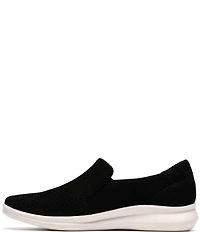 Clarks Artisan Lynell Sky Nubuck Suede Side Zip Perforated Slip On Sneakers