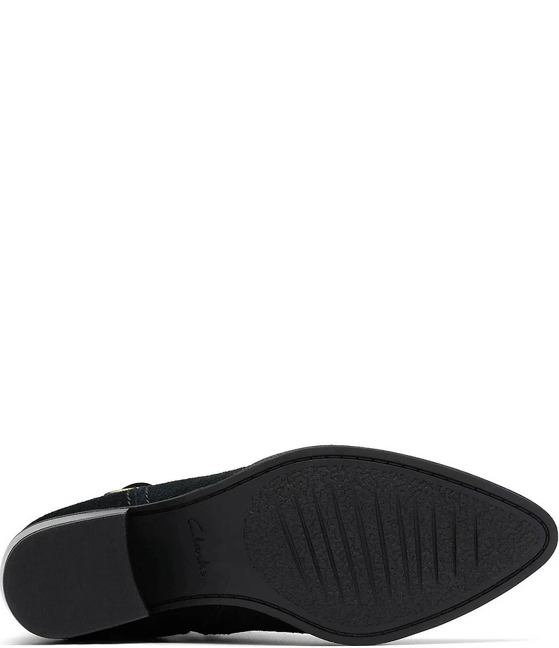 Clarks Signature Morzine Buckle Suede Studded Belt Ankle Booties