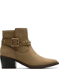 Clarks Signature Morzine Buckle Suede Studded Belt Ankle Booties