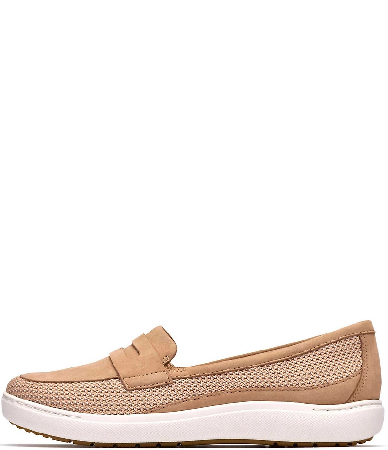Clarks Artisan Nalle Glide Woven Nubuck Suede Penny Loafers