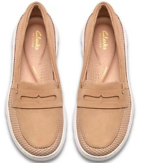 Clarks Artisan Nalle Glide Woven Nubuck Suede Penny Loafers
