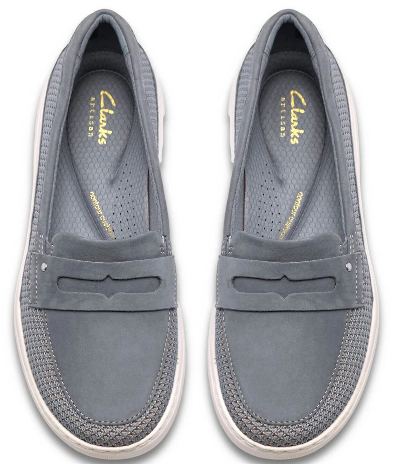 Clarks Artisan Nalle Glide Woven Nubuck Suede Penny Loafers