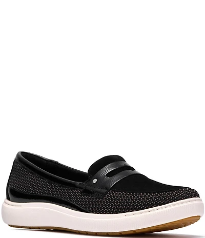 Clarks Nalle Glide Woven Nubuck Suede Penny Loafers